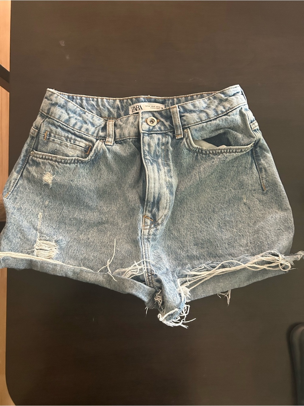 ZARA Light Wash Distressed Denim Cutoff Shorts